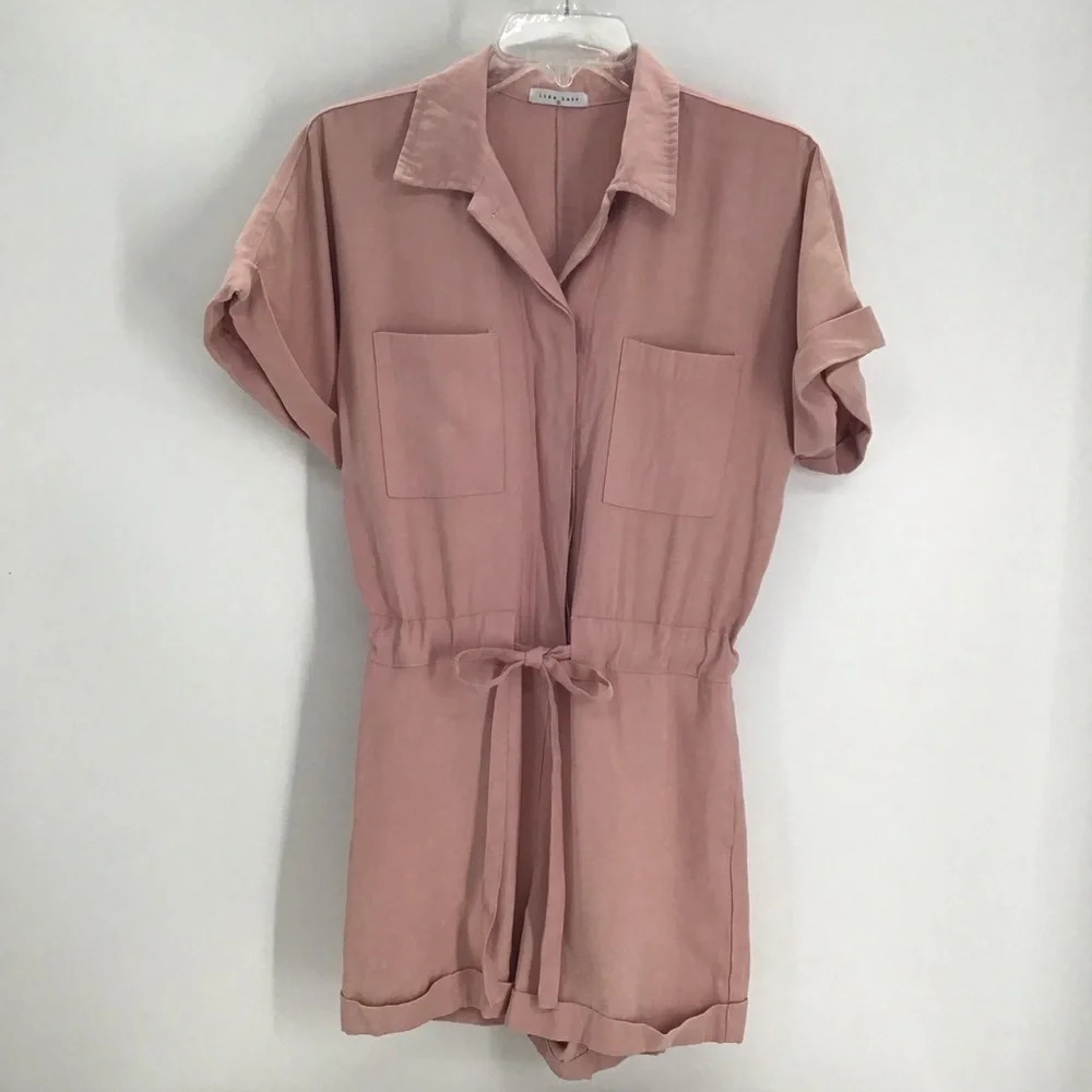 Lida Kate Women’s Romper Playsuit Tie Belt Casual Summer Blush Pink Size Small